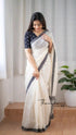 Thenmozhi Exclusive - White Mangalagiri Plain Cotton Saree - CS-21