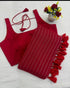 Trendy- Red Mangalagiri Cotton Saree With Designer Blouse - PC-119